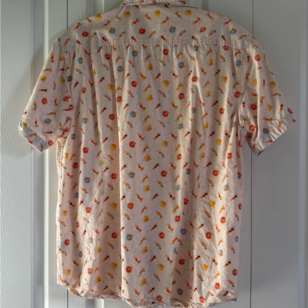 Artistry in Motion Shirt Mens L Button Down Pink Swimming Pool Party Tubing Fun - Picture 2 of 11
